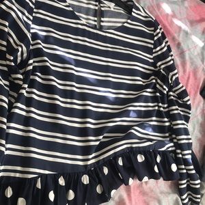 Navy Long sleeve Patterned Blouse